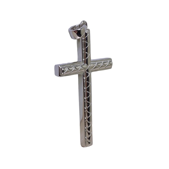 Handmade Luxury White Gold Sterling Silver Cross Pendant - Latest Fashion, - Picture 5 of 10